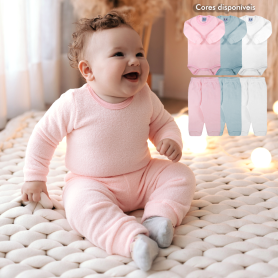 Conjunto de body soft glacê Ref: 11-47, 11-74 Tam: RN ao GG, 1 ao 3