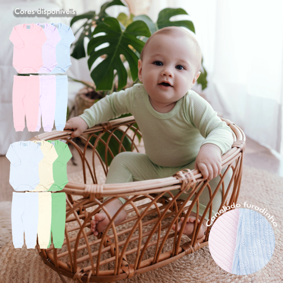 Conjunto soft baby. Ref: 11-63, 50-594. Tam RN ao GG (“furadinho”, mais leve)