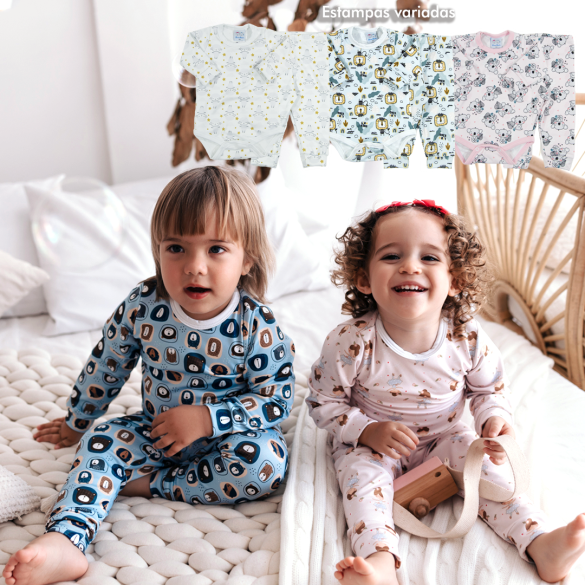 Conjunto body térmico estampado Ref 11-68, 11-71 Tam RN ao GG, 1 ao 3