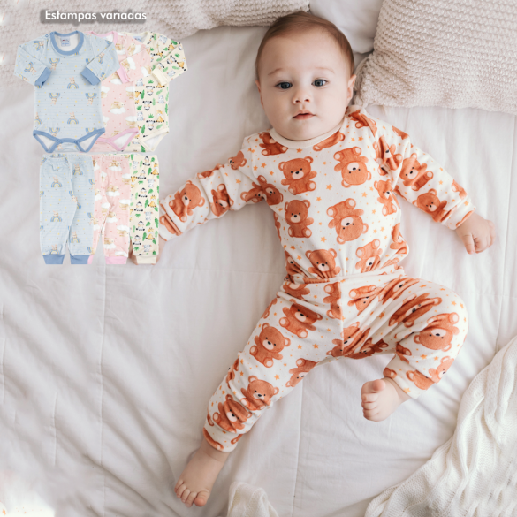 Conjunto de body plush premium. Ref 11-80, 11-81. Tam RN ao GG, 1 ao 3